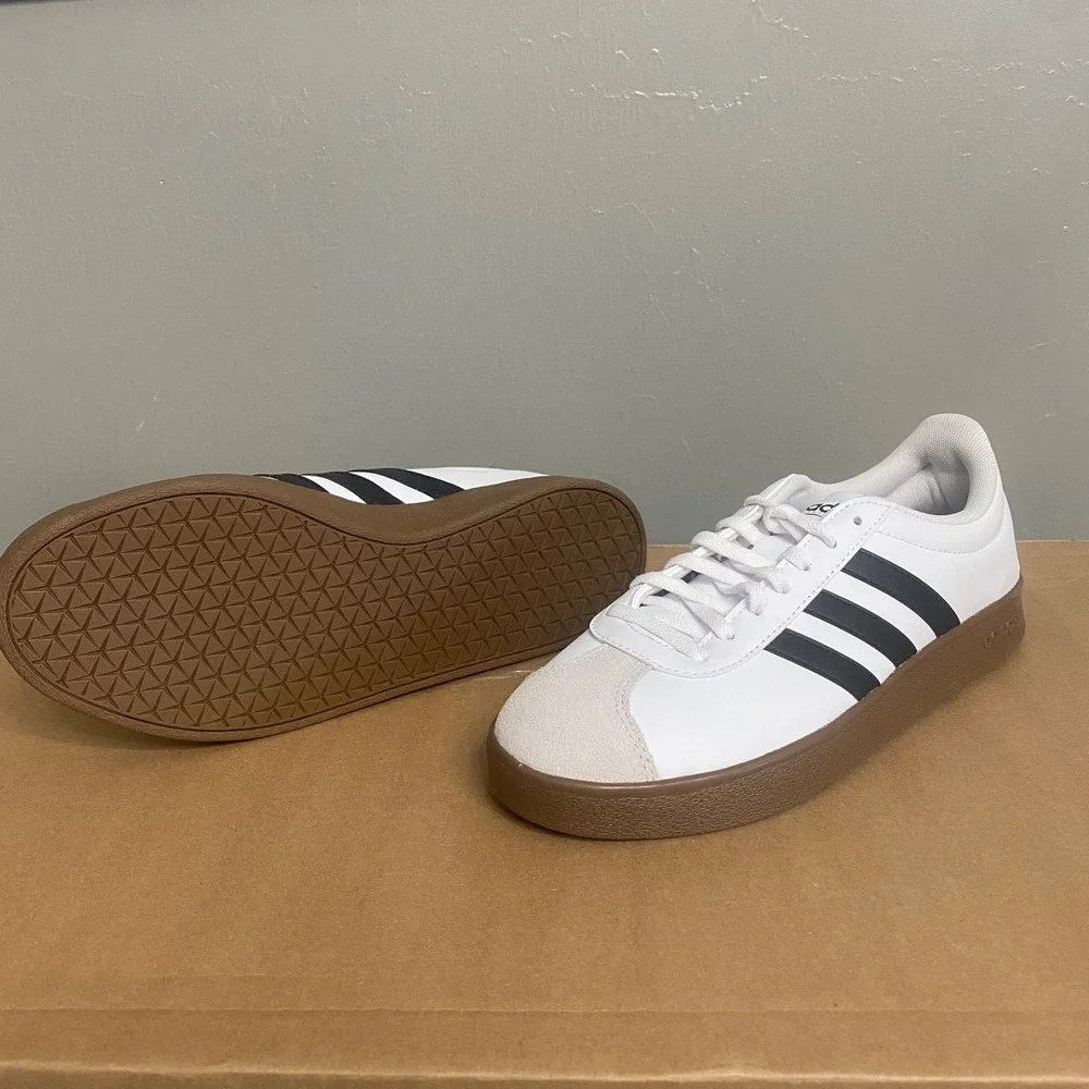 Adidas VL Court 3.0 Mens White Black Gum Low Top Sneakers ID3714 Size 7.5